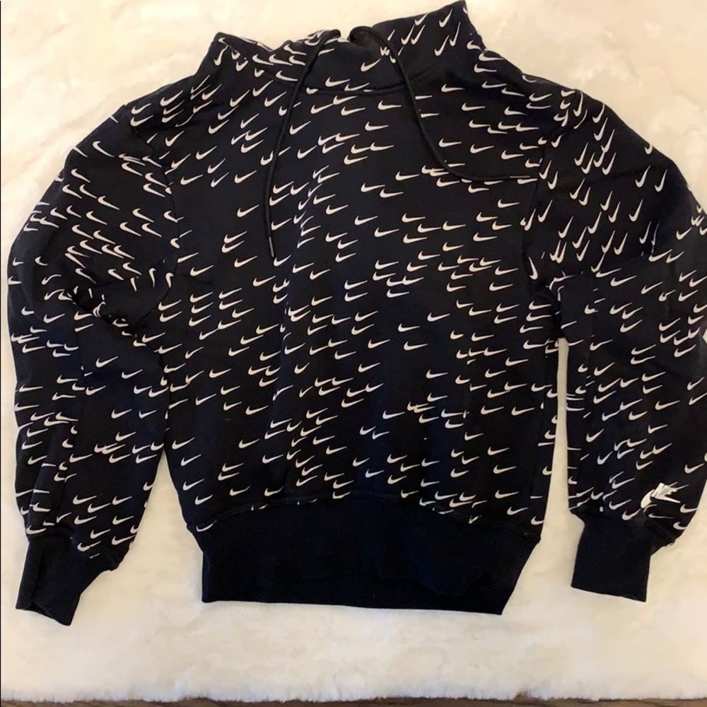 Nike black all over check mark hoodie size XS